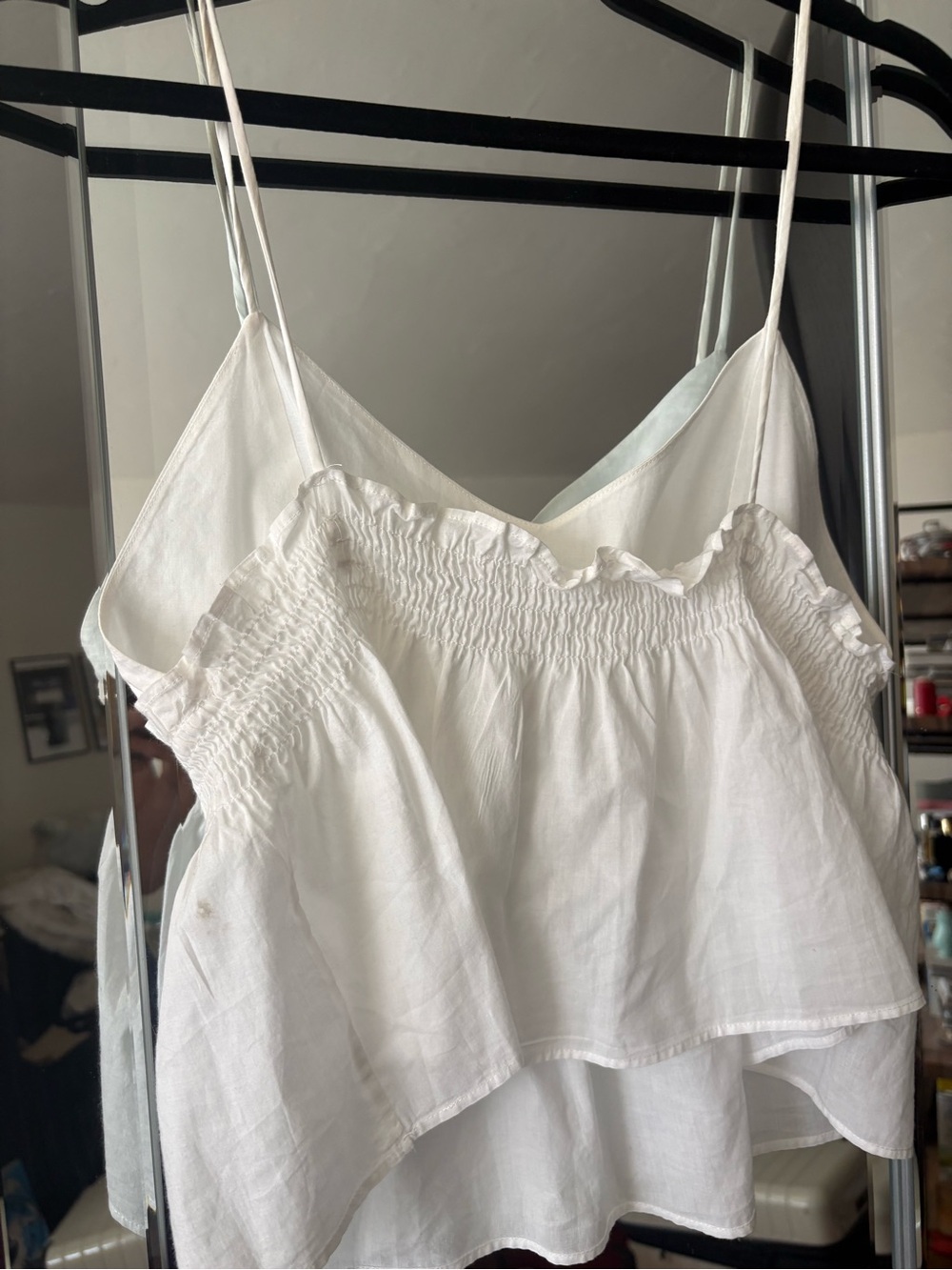 Anine Bing White Smocked Waist Spaghetti Strap Tank - Picture 6 of 6